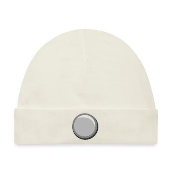 Silber Knopf Kreis Sticker Vorlage - Baby Premium Organic Mütze - Naturweiß - Vorne
