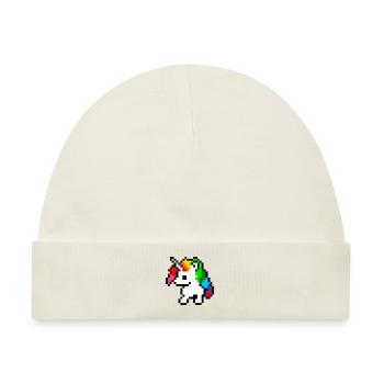 PixelEinhorn Regenbogen - Baby Premium Organic Mütze - Naturweiß - Vorne