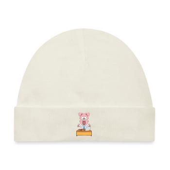 SCHWEIN - ARBEIT - BÜRO - SCHREIBTISCH - BERUF - Baby Premium Organic Mütze - Naturweiß - Vorne