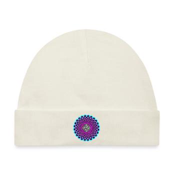 Neon Mandala in pink und baby blau im Goa Style - Baby Premium Organic Mütze - Naturweiß - Vorne