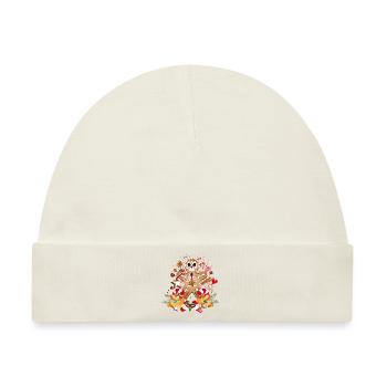 Lebkuchenmann Sugar Skull Style für Weihnachten - Baby Premium Organic Mütze - Naturweiß - Vorne