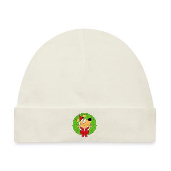 HUND - ADVENTSKRANZ - ADVENT - WEIHNACHTEN - TIER - Baby Premium Organic Mütze - Naturweiß - Vorne