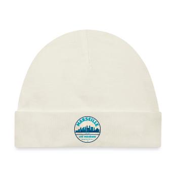 Marseille Skyline Badge - Baby Premium Organic Mütze - Naturweiß - Vorne