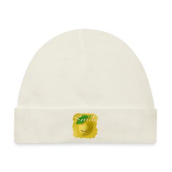 Lächeln. Sei jeden Tag glücklich. Freude breitet sich aus. - Baby Premium Organic Mütze - Naturweiß - Vorne