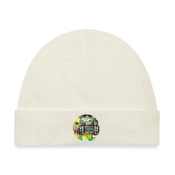 Boom Box mit Smiley - Graffiti - Baby Premium Organic Mütze - Naturweiß - Vorne