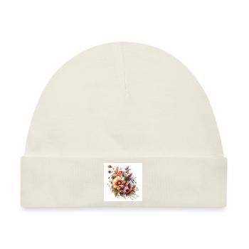 Aquarellstrauß von Sommerblumen - Baby Premium Organic Mütze - Naturweiß - Vorne