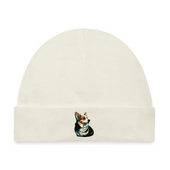 Tapfer aussehender Corgi - Baby Premium Organic Mütze - Naturweiß - Vorne