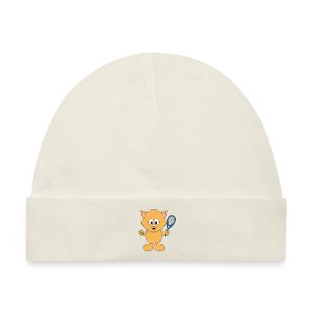 KATZE - KATER - TIER - TENNIS - SPORT - Baby Premium Organic Mütze - Naturweiß - Vorne