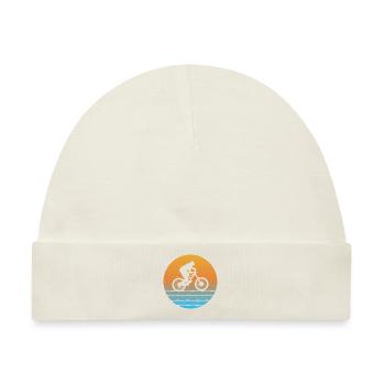 Sunset Mountainbike Retro MTB Mountainbiker - Baby Premium Organic Mütze - Naturweiß - Vorne