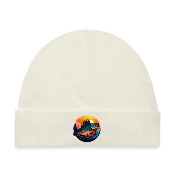Zander Angler im Sonnenuntergang - Baby Premium Organic Mütze - Naturweiß - Vorne