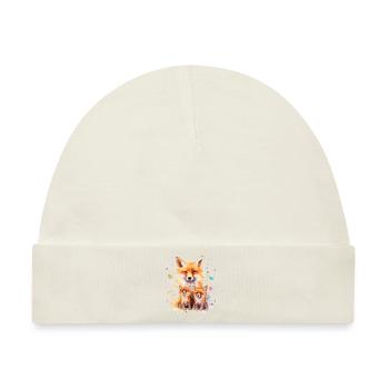 Aquarell Fuchs, Fuchs, Hipster, Swag - Baby Premium Organic Mütze - Naturweiß - Vorne