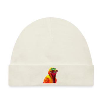 Gecko mit Sonnenbrille Bunt Coole Reptilien - Baby Premium Organic Mütze - Naturweiß - Vorne