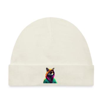 Fuchs mit Sonnenbrille Bunt Coole Füchse Waldtier - Baby Premium Organic Mütze - Naturweiß - Vorne
