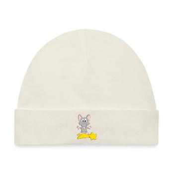 RATTE - STERNSCHNUPPE - STERNE - TIER - TIERISCH - Baby Premium Organic Mütze - Naturweiß - Vorne
