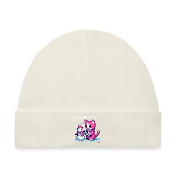WITZIGE KATZE MIT SCHNEEMANN RETRO PIXELART - Baby Premium Organic Mütze - Naturweiß - Vorne