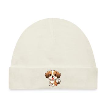 HUND BEAGLE CHIBI BABY WELPE SCHLAPPOHR TIERLIEBE - Baby Premium Organic Mütze - Naturweiß - Vorne