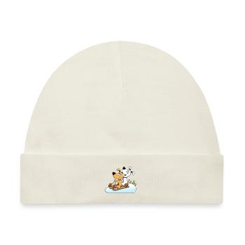 SCHNEE - SCHLITTENFAHREN - RODELN - HUNDE - Baby Premium Organic Mütze - Naturweiß - Vorne