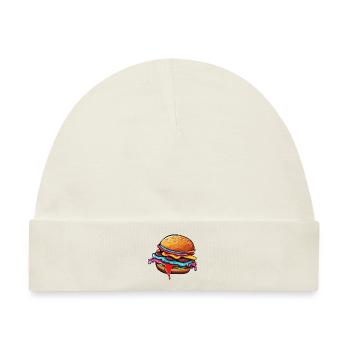 Burger / Fastfood / Essen / Brötchen / Rindfleisch - Baby Premium Organic Mütze - Naturweiß - Vorne