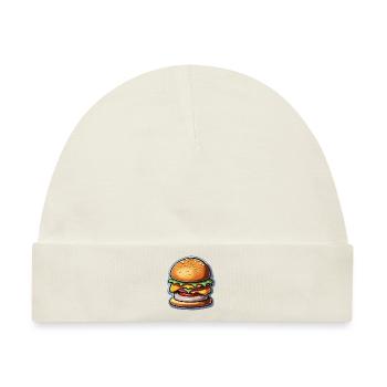Burger / Fastfood / Essen / Brötchen / Rindfleisch - Baby Premium Organic Mütze - Naturweiß - Vorne