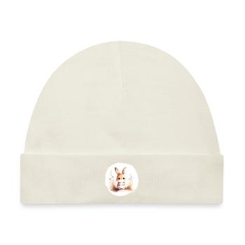 Hase Aquarell - Baby Premium Organic Mütze - Naturweiß - Vorne