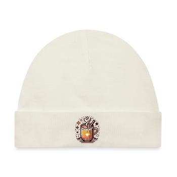 WINTERLICHES HEISSGETRÄNK KAFFEE CAFE TEE RUHEZEIT - Baby Premium Organic Mütze - Naturweiß - Vorne