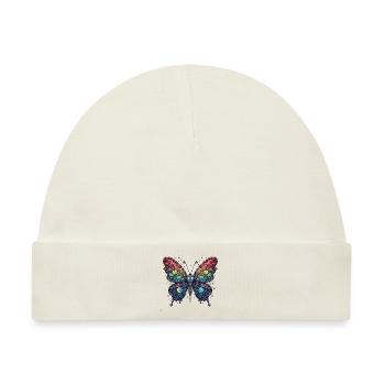 Schauriger Schmetterling mit Totenkopf - Baby Premium Organic Mütze - Naturweiß - Vorne