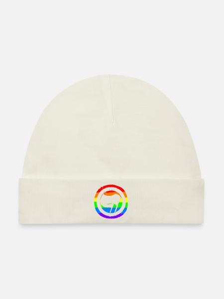 Regenbogen Bunt Protest Antifa Links - Baby Premium Organic Mütze - Naturweiß