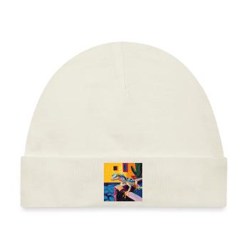 gecko, echsen, bunt, tier, geschenk, geschenkidee - Baby Premium Organic Mütze - Naturweiß - Vorne