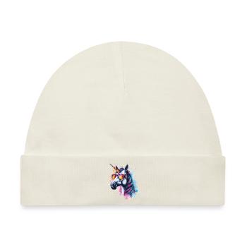 Party Einhorn mit Sonnenbrille - Baby Premium Organic Mütze - Naturweiß - Vorne