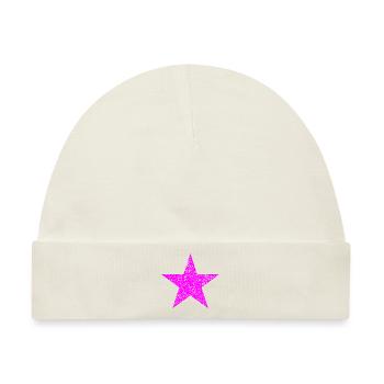 pinker Stern, pink star - Baby Premium Organic Mütze - Naturweiß - Vorne