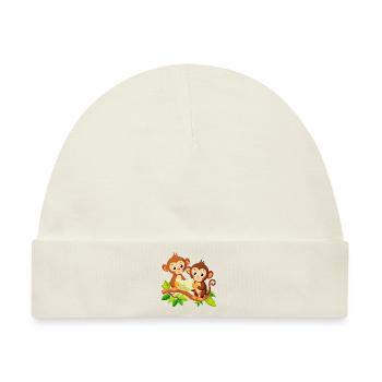 Jungle Junior: Verspieltes Affenabenteuer - Baby Premium Organic Mütze - Naturweiß - Vorne