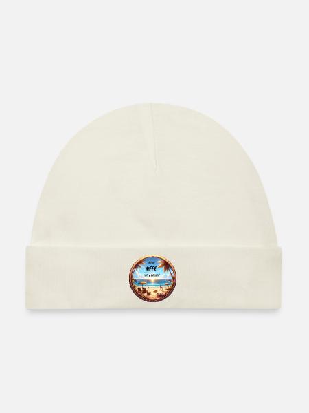 Besser MEER als weniger T-Shirt Geschenk Urlaub - Baby Premium Organic Mütze - Naturweiß