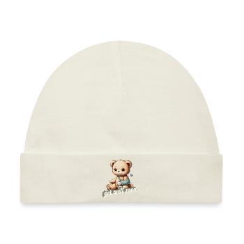 herzerwärmendes Kuscheltier - Teddy bringt Trost - Baby Premium Organic Mütze - Naturweiß - Vorne