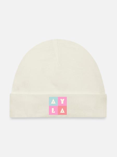 Ayla Baby Name Mädchen pink - Baby Premium Organic Mütze - Naturweiß