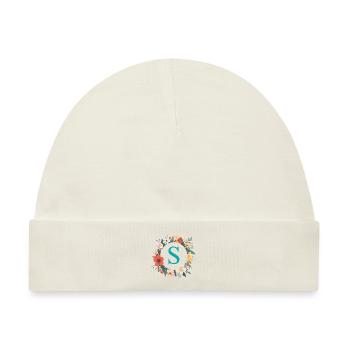 S Monogramm, Blumen-Kranz, personalisierbar - Baby Premium Organic Mütze - Naturweiß - Vorne