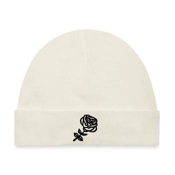 Rosa Blume - Baby Premium Organic Mütze - Naturweiß - Vorne