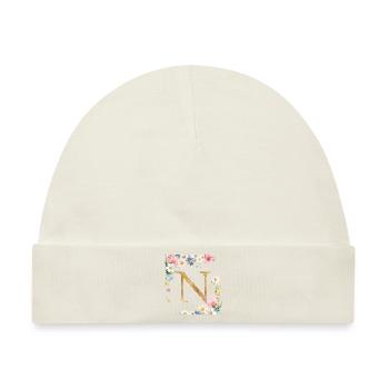 N Monogramm, Floral, personalisierbar - Baby Premium Organic Mütze - Naturweiß - Vorne