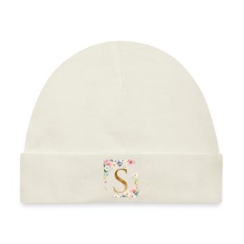 S Monogramm, Floral, personalisierbar - Baby Premium Organic Mütze - Naturweiß - Vorne