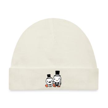2 Vögel reich wohlhabend Zwei Herren Zylinder Hut - Baby Premium Organic Mütze - Naturweiß - Vorne