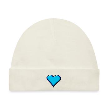 Herz blau hellblau Geschenkidee - Baby Premium Organic Mütze - Naturweiß - Vorne