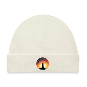 Leuchtturm bei Sonnenuntergang Romantisch - Baby Premium Organic Mütze - Naturweiß - Vorne