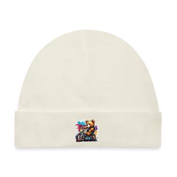 Teddybär / Kuscheltier / Stofftier / Geschenkidee - Baby Premium Organic Mütze - Naturweiß - Vorne