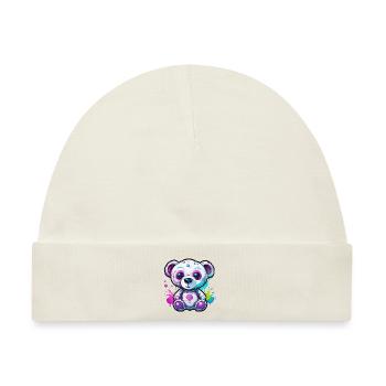 Teddybär / Kuscheltier / Stofftier / Geschenkidee - Baby Premium Organic Mütze - Naturweiß - Vorne