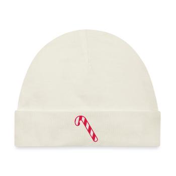 Rot Weiss Zuckerstange Weihnachten Hintergrund - Baby Premium Organic Mütze - Naturweiß - Vorne