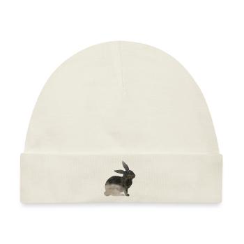 Hase in Silhouette mit Wald und Nebel - Baby Premium Organic Mütze - Naturweiß - Vorne