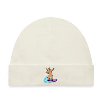 dab dabbing lama surfen animals weihnachten kinder - Baby Premium Organic Mütze - Naturweiß - Vorne