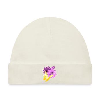 Schmetterling an Blüten - Baby Premium Organic Mütze - Naturweiß - Vorne