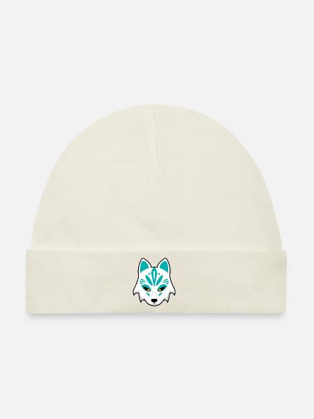 Teal Wolf Maske - Baby Premium Organic Mütze - Naturweiß