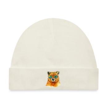 Lilou das Quokka mit Brille - Baby Premium Organic Mütze - Naturweiß - Vorne