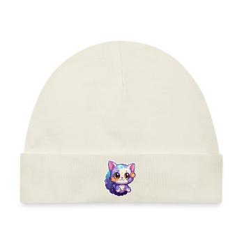 "Cosmic Kitty Adventure!" - Baby Premium Organic Mütze - Naturweiß - Vorne